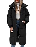 Vancavoo Wintermäntel Damen Lang Daunenmantel Winter Winterjacke Warm Steppmantel Jacke Mantel Daunenjacke Steppjacke mit Kapuze,Schwarz,M