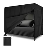 SDLDEER Hollywoodschaukel Abdeckung, 210 x 125x 170 cm hollywoodschaukeln Winterfest 3-4 Sitzer, Schwerlast ReißFest Schutzhülle Oxford Gewebe für Gartenmöbel, Gartenschaukel(Schwarz)