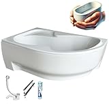 ECOLAM Badewanne WELA 170x100 cm links mit Isolierung | Thermobadewanne ecoThermoPro Wärmeschutz Schalldämmung | Eckwanne Eckbadewanne + Verkleidung Acrylschürze I Ablaufgarnitur Füße Silikon