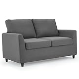 UNIONLINE Sofa 2 Sitzer, kleine Sofa mit schlaffunktion und abnehmbaren Sofabezügen, modernes Doppelsitz Loungesofa Loveseat Couch für Wohnzimmer/Schlafzimmer, Dunkelgrau