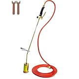 Gasbrenner 58 KW, Ständer, 5 Meter Schlauch, Adapter Dachbrenner Unkrautvernichtung, Anzünder, Bitumenbahnen Brenner Abflammgerät Abflammgerät für Unkraut SN0283