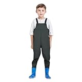 Wathose für Kinder, Wathose zum Angeln, für Kleinkinder, wasserfeste Wathose für die Jagd mit Stiefeln Baby Kleidung Monate Junge (Army Green, 10-11 Jahre)