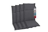 GO-DE Textil Bequeme und attraktive Polsterauflagen für Hochlehner-, Mittellehner- und Niederlehner-Gartenstühle (4er-Set, Uni Anthrazit, Hochlehner)