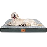Gzvxuny Orthopädisches Hundebett Grosse Hunde, Wasserdichtem Hundekissen mit Abnehmbarem Waschbar Bezug und Eierförmiger Schaumfüllung, Atmungsaktivem Hundematte Hundematratze, Grau L(90x60x8cm)