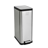 SVITA STM18 Mülleimer Treteimer Tretmülleimer Abfalleimer 18l inkl. Inneneimer Softclose-Deckel Fußpedal freistehend rechteckig Silber