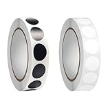 Runde Aufkleber (2000 Stück), Weiße Runde Aufkleber, Punktaufkleber für DIY, Für farbkodierungsetikett für Büro, Geschäft, Zuhause, Klassenzimmer, 13mm, Weiß+Schwarz