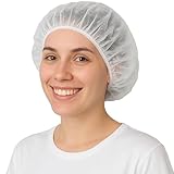 Bafeil 100 Stück Kopfhaube - OP Haube aus Einwegstoff Weiß, Einweg Haarnetze 100 Stk für die Küche oder Zahnarzt, Hygienezubehör für die Medizin, OP Kopfhauben 52cm, Haarnetz Einweg für Männer Frauen