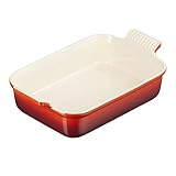 Le Creuset Rechteckige Auflaufform Tradition aus Steinzeug, 26 cm, 2.4 Liter, Kirschrot, 71102260600001