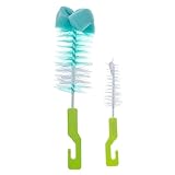 Babyflaschenbürste | Flaschenbürsten-Set | Babyflaschenbürstenreiniger | 2 in 1 weich und wiederverwendbar mit eingebauter Saugerbürste, Schwamm und Bürsten zum Reinigen, spülmaschinenfestes