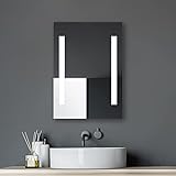 Talos Horizon Badspiegel mit Beleuchtung – LED Badezimmerspiegel 50x70 cm – Wandspiegel mit LED Lichtausschnitt – Spiegel mit Lichtfarbe neutralweiß – Lichtspiegel mit Aluminiumrahmen und Kippschalter