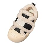 Weiche Schuhe Damen Fashion Big Kids Winter Water Proof Flat Keep Warm Snow Boots Comfortable Shoes Sandalen Mädchen (Black, 28 Toddler)