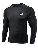 MEETWEE Kompressionsshirt Herren, Langarm Funktionsshirt Männer Sportshirt Training Fitnessshirt Atmungsaktiv Laufshirt Unterhemd für Laufen Jogging Sport Turnhalle