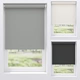 Verdunklungsrollo & Tageslichtrollo 150 x 190 cm Grau, Rollo mit Kettenzug Metallträger Montage Bohren Wand Decke Seitenzugrollo Verdunkelungsrollo Blickdicht Sonnenschutz für Fenster Tür