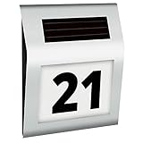 Retoo Hausnummer LED Beleuchtet Edelstahl Individuelle Solar mit Bewegungsmelder und Dämmerungssensor, Solarhausnummer Wetterfest, Edelstahl-Hausnummer IP44, Wandleuchte Rostfrei, 0-9