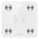 INSMART Waage Personen Körperfettwaage Personenwaage digital mit APP, Bluetooth Waage für Körperfett, BMI, Gewicht, Protein, Muskelmasse, Knochengewicht, BMR,Pulsschlag,Wasser, 180 kg/400 lbs weiß