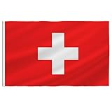 PTEROSAUR Schweizer Nationalflagge, 90 x 152 cm, Messingösen, Dekoration für drinnen und draußen