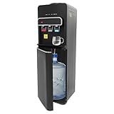 Bodenstehender Wasserspender Mit Bodenbeladung, Flaschenwasserkühler Trinkwasserspender Mit 3 Wasserauslässe, Sofortiges Kochen, Wasserspender Für zuhause Büro Küchen, 550W, Schwarz