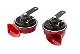 HELLA Fanfare - HELLA STYLE HORN TE24 SET - 12V - 110dB(A) - 400Hz-500Hz - Tiefton/Hochton - elektrisch - ECE - Gehäusefarbe: rot/schwarz - Flachsteckanschluss - Menge: 2 - 3FH 007 424-811