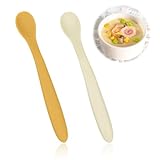2er Set Babylöffel für Kinder, Babylöffel Mini 2Stück Packung, BPA-freier Silikonlöffel, Silikon Lernlöffel, biegsame, kausichere -Trainingslöffel, Ideal für die Selbstfütterung und Led Weaning