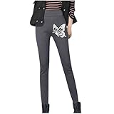 Fleece-gefütterte Damen-Leggings, dicke Samt-Thermohose für Damen, dehnbar, legere Damenhose, Winter, Yoga, Workout, Sweatpants, 10 x Dunkelgrau, S