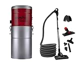 HouseVac Zentralstaubsauger HV-755ST-35H + Premium Reinigungszubehör-Kit 12m zur Reinigung Ihres Hauses Saugkraft 755 AirWatts|Ametek Motor-1700W 2 Turbinen Soft Start/Stop Hybridzyklonfiltration