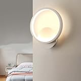 AoLa 12W LED Dimmbar Wandlampe Runden Wandleuchte Innen Moderne Design Wandbeleuchtung Bettleuchte Wand Flurlampe 3 Farbtemperaturen 3000K/4000K/6000K Für Schlafzimmer Wohnzimmer Korridor,Weiß