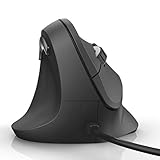 Hama Linkshänder-Maus mit Kabel ergonomisch EMC-500L (Maus links, Wired Mouse vertikal, 6-Tasten Maus kabelgebunden mit optischem Sensor 1000/1400/1800 dpi), schwarz