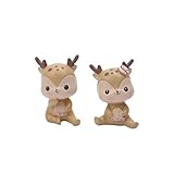 Garneck 2 Stück Kreative Kuchen Dekoration Cartoon Deerlet Modell Harz Adorable Home Desktop Ornament (a + B)
