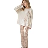 MINTLIMIT Pyjama Set für Mädchen 10-16 Jahre Druck Lange Ärmel Casual Nachtwäsche Baumwolle Loungewear Set Tops Hosen Geschenk für Mädchen