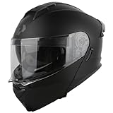 Klapphelm Motorradhelm Mit Doppelvisier Vollvisierhelm ECEDOT Zertifiziert Modularer Motorrad Helm Für Erwachsene Damen Herren Motocross Helm Sturzhelm Racing Integralhelm E,M=57~58CM