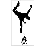 SAFIGLE Fußballspieler Wandtattoo Selbstklebend Abnehmbar Schwarz für Jungenzimmer Wandaufkleber Sport Fußball Wanddekor Schlafzimmer