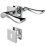 DIYGEEK Türgriffe Innentüren CUBE Türklinke, Drückergarnitur Zimmertür Türbeschlag, Türgriff-Set BB-Buntbart, Edelstahl Gebürstet Chrom