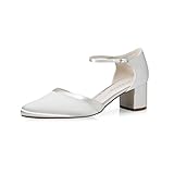 Rainbow Club Brautschuhe Stacy - Damen, Pumps, Ivory/Creme, Satin, Riemchen, Bequem gepolstert, Gr. 38 (UK 5)
