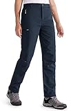 Libin Damen Wanderhose Thermohose Gefüttert Winter Outdoorhose Warme Softshellhose Wasserdicht Winddicht Skihose Trekkinghose, Marine XL