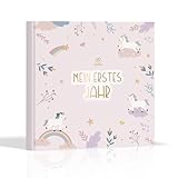 BIROYAL Babyalbum Mein erstes Jahr - Fotoalbum Baby zum Eintragen - Das Babytagebuch & Erinnerungsbuch für Mädchen und Jungen - Baby Buch - Baby Geschenk zur Geburt, 21x21 cm