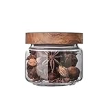 UALXPAO Vorratsdosen Glas Küche Glas Vorratsglas Glasbehälter Holzdeckel versiegelt Süßigkeiten Lebensmittelbehälter Flasche Kaffeebohnen Nudeln Getreide Haferflocken Glas(350ML)