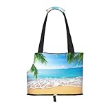 Ocean Sea Beach Palmenblätter Druck Welpentragetasche Hundetragetasche Haustiere Hunde Tragetasche für kleine Hunde und Katzen und Kaninchen