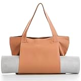 TBNOD Yogamatten-Tasche, groß, hellbraun, Segeltuch, Schultertasche, Pilates-Tragetasche mit Tragetasche für Damen, Fitnessstudio, Reisen, Büro, Strand, Markt