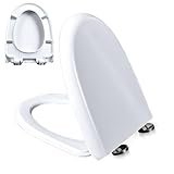 Giural Pp,02N,Toilettendeckel MTI Absenkautomatik, Softclose WC Sitze mit Verstellbaren Scharnieren, Toilettensitz mit Quick-Release-Funktion, Einfache Montage & Reinigung, D Form Klodeckel, Weiß