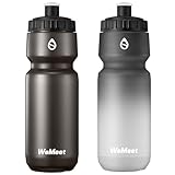 WEMEET Auslaufsichere Fahrrad Trinkflasche, Rennrad Trinkflasche 700ml, BPA-frei, Squeeze Radflasche mit Kapazitätsskala, für Reiten, Fitnessstudio (Schwarz & Schwarz Weiß, 2er Pack)