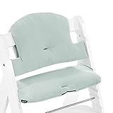 hauck Sitzkissen für Alpha+, Beta+ & Arketa Holzhochstuhl Highchair Pad Select, Anti-Rutsch Noppen, Doppelte Polsterung an Rückenlehne, Einfache Befestigung am Kinderstuhl (Muslin Mint)