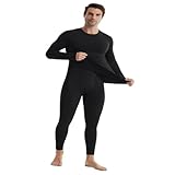 KONG JIMFAN Thermounterwäsche Herren,Warm Funktionsunterwäsche Skiunterwäsche Slim Fit Thermounterhemd & Thermohosen Winter für Zu Hause Unterwäsche für Männer Tops and Hosen（Black,XL）