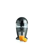 SEVERIN Vollautomatische Zitruspresse, elektrische Saftpresse für hohe Saftausbeute direkt ins Glas, Orangenpresse mit Easy-Clean Konzept, grau-metallic/schwarz, CP 3537