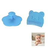 2 Stück Baby Haarbürste,Babybürste,Milchschorf Baby Entfernen,Weich Baby Haarbürste,Kieselgel Babybürste,Massage Baby Bürste,für Baby Geeignet für Neugeborene, Baby(Blau – Kamm und Bürste)