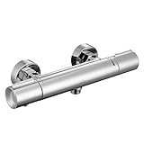 Auralum Thermostat Duscharmatur, Wand-Duschthermostat mit 38 ° C Sicherheitssperre, Mischbatterie für Dusche, Ventilkern Abnehmbar und Chrom-Finish für Badezimmer, Größe G 1/2 (Chrom)