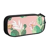 OAZCVBNN Federmäppchen mit tropischem Kaktus-Druck, Aufbewahrung, Make-up, Radiergummis, Stifte, Studenten, Schule, Büro, mehrere Szenen, Schwarz , Eine Größe, Schulranzen-Set