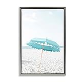 Stupell Industries Leinwandbild, Motiv Lone Blue Strandschirm, gerahmt, Design von Elena Chukhlebova, grauer Floater-Rahmen, 43,2 x 63,5 cm