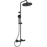 Ideal Standard A7212XG Ceratherm T25+ Duschsystem mit Brausethermostat – Handbrause Ø 10 cm und Kopfbrause Ø 26 cm – Brauseschlauch 175 cm – in Silk Black