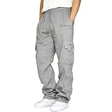 Jogginghose Herren - Einfarbig Männer Freizeithose Loose Fit Freizeithose Wanderhose Autumn Stoffhose Y2K Streetwear Freizeithosen Vintage Pluderhose Pants für Urlaub Alltag