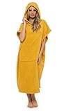 CityComfort Badeponcho Damen und Herren Kapuzenhandtuch, Baumwolle Frottee Surf Poncho (L/XL, Senffarbe)
